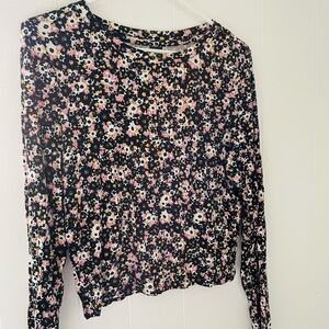 Wild Fable Ribbed Floral Long Sleeved Top
